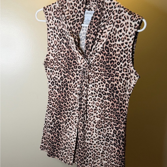 Carmen Marc Valvo Leopard Print Blouse - Picture 2 of 4